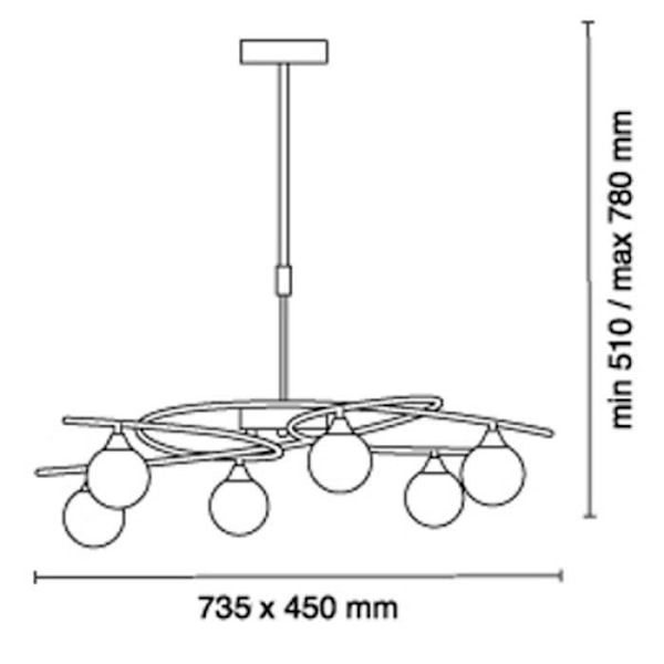 LOTTO 6-ljus taklampa satin nickel CR 046-2195-6-053