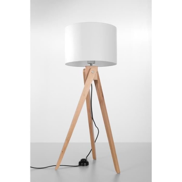 LED gulvlampe i naturtræ og hvid - Moderne LOFT design - LEGNO 1 E27