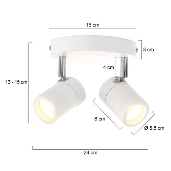 Spot LED Udendørs - Sienna - UproundSpot Twin - Mat Hvid - Børstet Stål - IP44