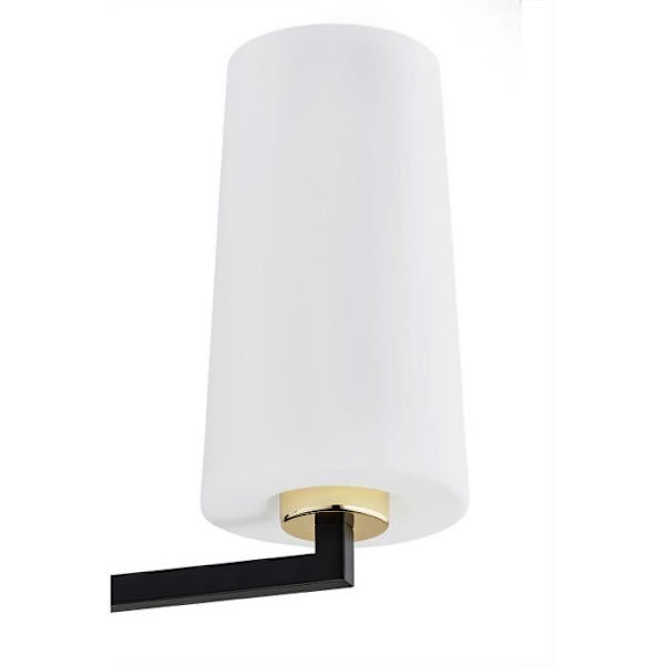 Argon CAMELOT Plus taklampa med flera armar, 3 lampor, matt opal, mattsvart, mässingselement