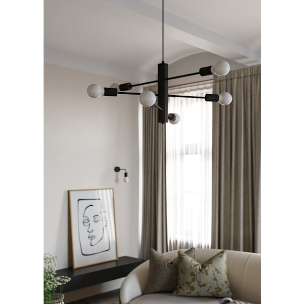 DUOMO 6 LED Pendel Modern Loft BOHO Klassisk Design Korridor - Sort - SOLLUX - 6 pærer - E27 - 60W