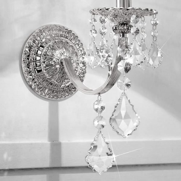 Vägglampa - PISANI CRYSTAL - Krom - 1 E14 glödlampa - Kristall - 60W