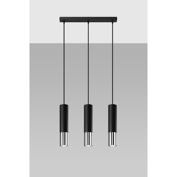 LOOPEZ Pendellampa 3L GU10 LED Modern Loft BOHO Design Corridor -Svart/krom
