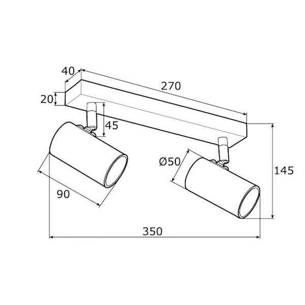 Twin Argon LAGOS loftsspot - stål messing, sort struktur - LED - 5W - GU10 Mässing, svart