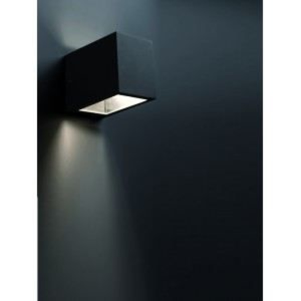 Rektangulär utomhusvägglampa i antracitgrå aluminium L16cm - Faro Lacre Aluminium