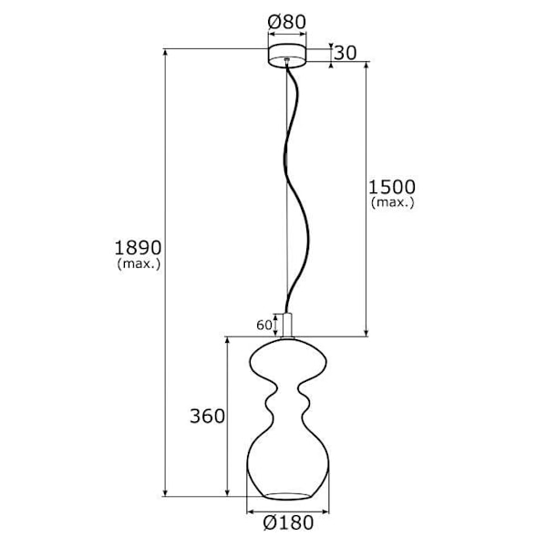 Argon BILBAO Nedhængt loftslampe II Kuppel Transparent, Messing Stål