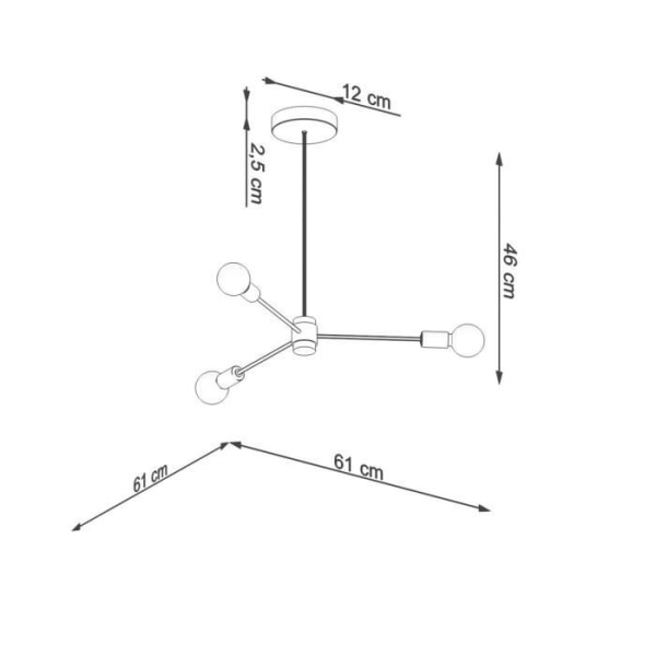 Sollux Lighting Lango Semi-flush multi-arm loftslampe, sort, 3x E27