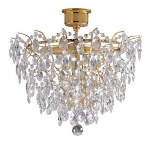 ROSENDAL taklampa (4x40W) i glas och guldmetall Guld
