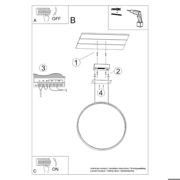 Hängande lampa - Sollux - Rio 110 - LED 4000K - Aluminium - Guld gyllene