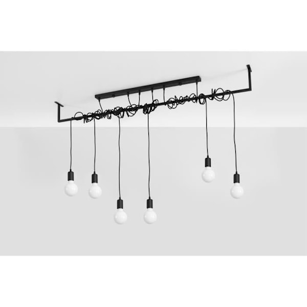 Pendel SALAMANCA 6 E27 LED Modern Loft BOHO Design Korridor -Sort