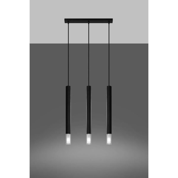 Nedhængt loftslampe - SOLLUX - Wezyr - Sort - 3x G9 - Stål og glas - IP20