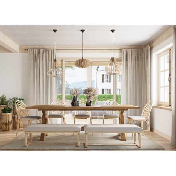 ELZA E27 LED Pendel Modern Loft BOHO Design Korridor - Træ