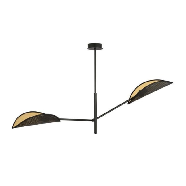 Emibig VENE Vene Sort Multi Arm Semi Flush Loftslampe med sort og guld stofskærm, 2x E14