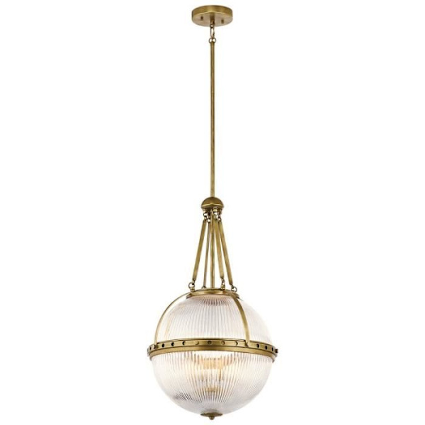 Aster taklampa - Mässing - Gul - Glasskärm - 3 E14-lampor - Diameter 38,4 cm