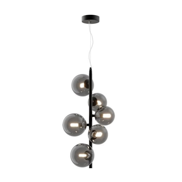 Taklampa - Maytoni - Dallas - 6 ljus - Svart - Rökfärgad skärm - G9