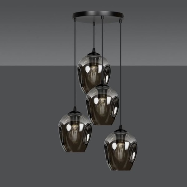 Emibig ISTAR Istar Black Cluster loftslampe med skærm i grafitglas, 4x E27