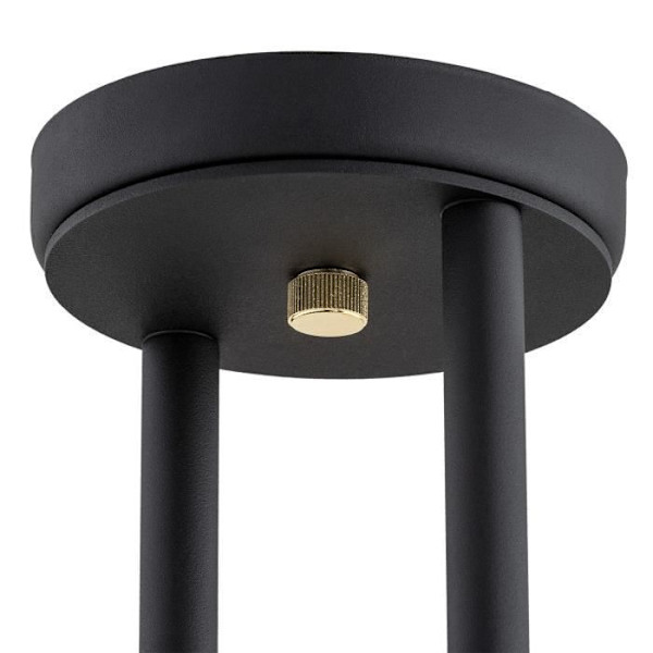 MORITZ 4-Light Mat Opal Argon Globe Loftslampe - Sort struktur - Messingelementer