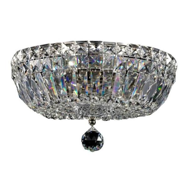 Basfor Semi-Flush Mount Loftslampe, antik nikkel og krystal, 3 lys, E14