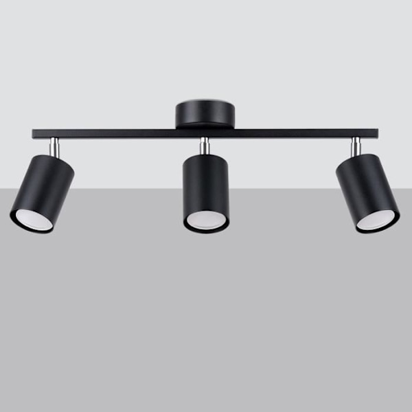 Plafondsspot Bar - SOLLUX - Lemmi - Svart - Stål - 3 GU10-lampor - 40W