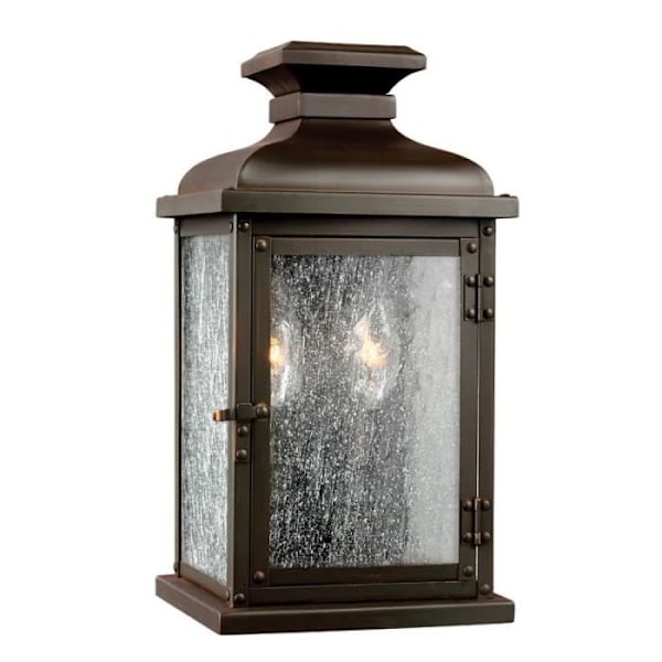 Frontlanterne, ældet kobber, slidt effektglas, IP44