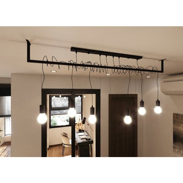 Pendel SALAMANCA 6 E27 LED Modern Loft BOHO Design Korridor -Sort