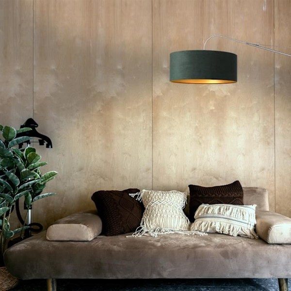 Sienna Elegant Classy væglampe med børstet stål lampeskærm, grøn fløjl