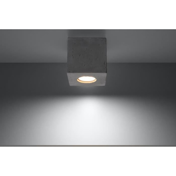 Plafondslampa Betong Modern Boho Trä för Sovrum Vardagsrum Trappa Korridor - SOLLUX - QUAD - 1 Glödlampa GU10 - Grå