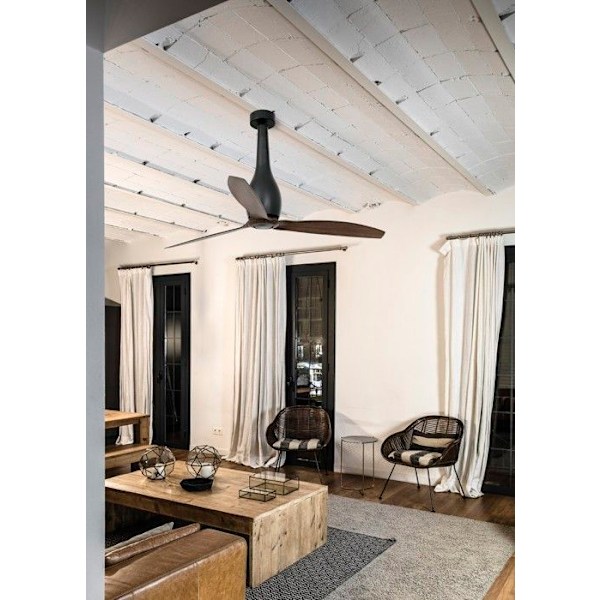 ETERFAN 32004 FARO Loftsventilator mat sort/træ med DC motor NEGRO