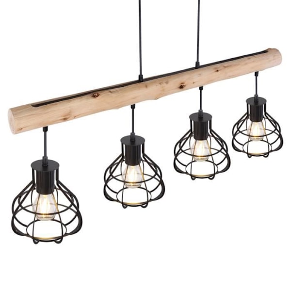Hängande lampa - CLASTRA - Modell CLASTRA - Trä och metall - Längd 90 cm - E27
