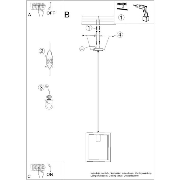 Pendellampa - Sollux - Aries - Modern Design - E27 - 1x15W LED - Vit Vit