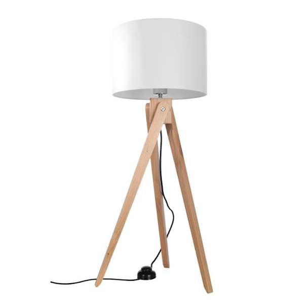 LED golvlampa i naturligt trä och vitt - Modern LOFT design - LEGNO 1 E27