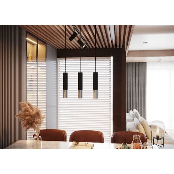 LOOPEZ Pendellampa 3P GU10 LED Modern Loft BOHO Design Corridor -Svart/krom