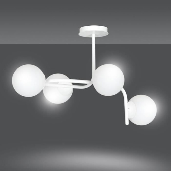 Emibig KALF Taklampa Kalf Globe V1 vit med vit glasskärm, 4x E14