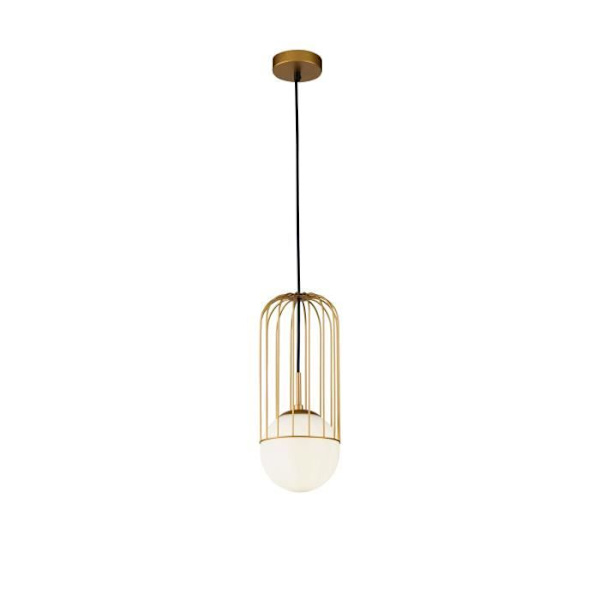 Fjädring design, 1 lampa, modern, i metall i färgen guld, i glas i färgen vit, exkl. E27 40W 220-240V