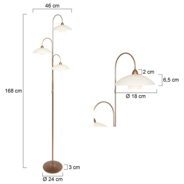 Golvlampa - SIENNA - Sovereign Classic - Borstad brons - G9 - 3x3W - 168 cm Brons