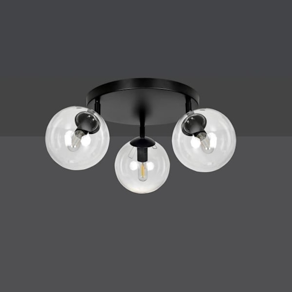 Emibig TOFI Tofi Black Globe taklampa med klarglasskärm, 3x E14