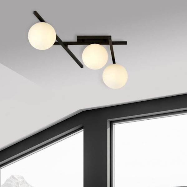 Emibig SMART Smart Globe taklampa svart med vit glasskärm, 3x E14