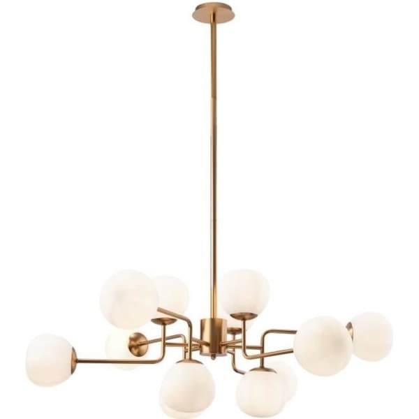 Lysekrone Suspension 12 lamper, Moderne, Art Deco, Maytoni, i guldfarvet metal, Hvide glas lampeskærme E14 medfølger ikke 12x 40W 220V