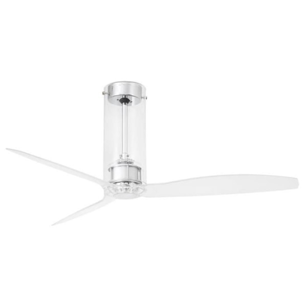 Designer loftsventilator DC 128 cm TUBE FAN gennemsigtigt glas og fjernbetjening 33711