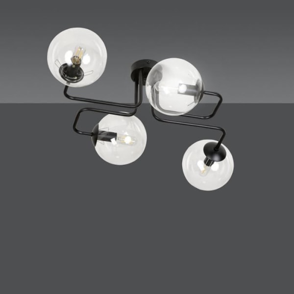 Emibig BRENDI Brendi Globe sort semi-flush-monteret loftslampe med multi-arme med klar glasskærm, 4x E14