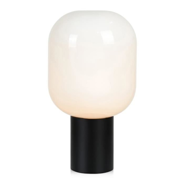 BROOKLYN bordlampe (H44cm) sort med opalglas