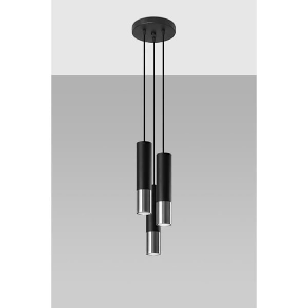 LOOPEZ Pendellampa 3P GU10 LED Modern Loft BOHO Design Corridor -Svart/krom