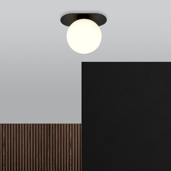 Emibig PLAZA Plaza sort globe-loftslampe med hvid glasskærm, 1x E14