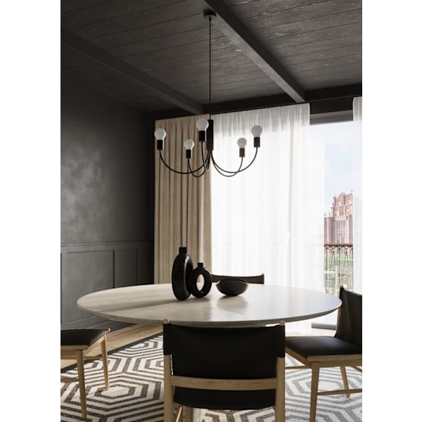 PICCOLO 5 E27 LED Pendel Moderne Loft BOHO Design Korridor -Sort
