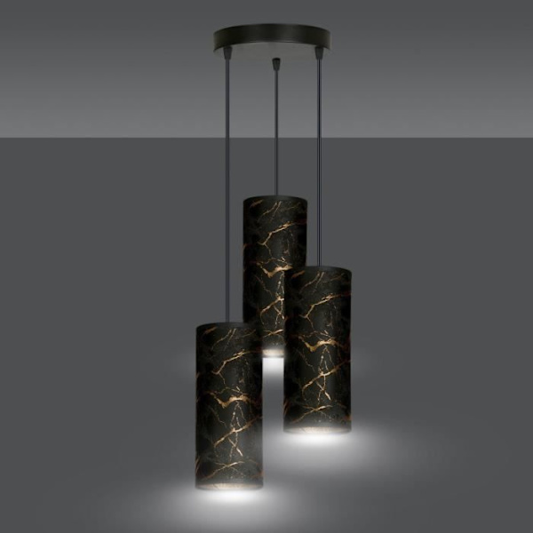 Emibig KARLI Karli Black Cluster taklampa med svart tyglampskärm, 3x E14