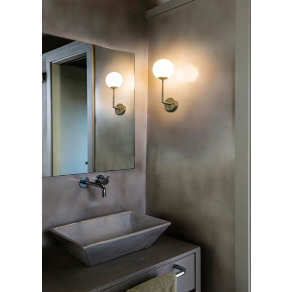 Vägglampa - Faro - Gala - H32cm - Opalglas - IP44 - 1 st G9-lampa KASTANJ