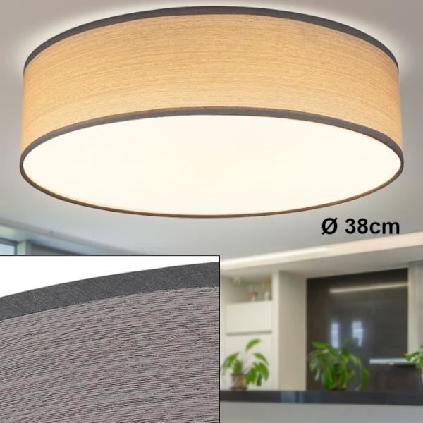 Loftslampe, gråt trælook, D 38 cm, VARIOS