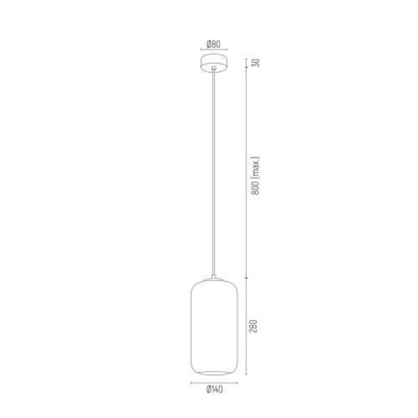 Pendellampe - Argon - KALIMERA - Transparent Kuppel - Mat Sort - E27 - 110 cm