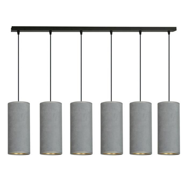 Emibig BENTE Bente Bar taklampa svart med grå tyglampskärm, 6x E14