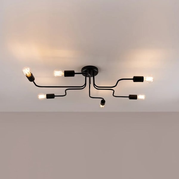 Lampa - Sollux Lighting - Vektor 6 - Noir - 6 glödlampor - LED - Inomhus svart